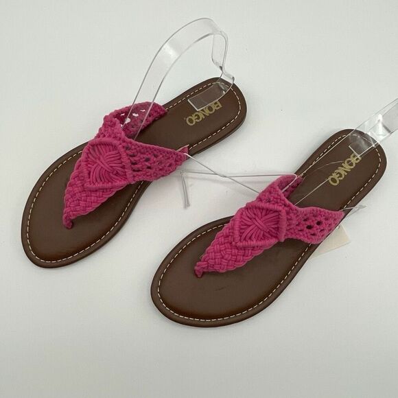 NWT BONGO Sandals Womens Size 9 Pink Crochet Strap Boho Macrame Thong Flip Flop - Picture 14 of 14